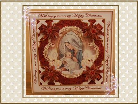 Mother Mary Happy Christmas Lattice Corner 8in Topper by Sandra Carlse