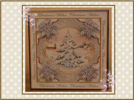 Snow Tree Christmas Wishes Lattice Corner 8in Topper by Sandra Carlse
