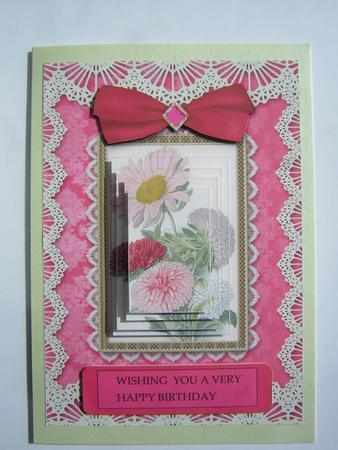 Multi Floral A5 Lace Border Card Front Step by Step by Sandra Carlse