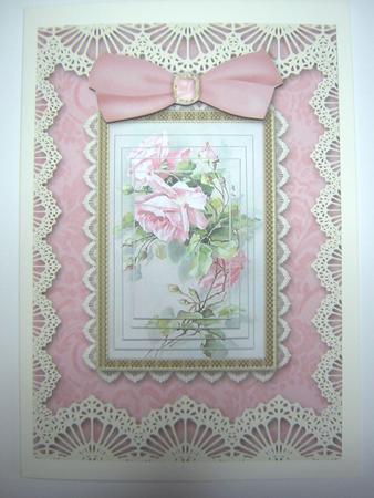 Pink Roses 2 A5 Lace Card Front Step by Step by Sandra Carlse