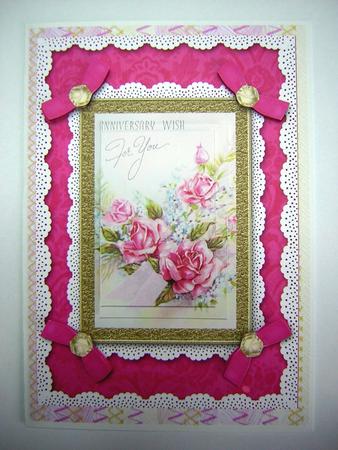 Anniversary Roses A5 Lace N Bows Card Front Step by Step by Sandra Carlse