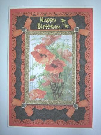 Poppy A5 Lace N Bows Card Front Step by Step by Sandra Carlse