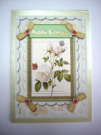 White Rose A5 Lace N Bows Card Front Step by Step by Sandra Carlse