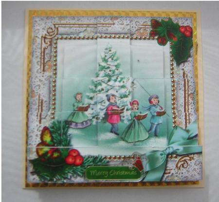 Carol Singers Holly 5inch Square Bottom Castle Stacker by Sandra Carlse
