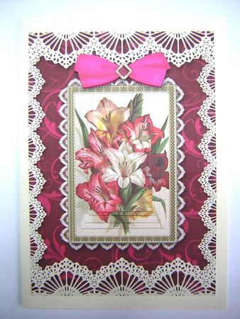 Coloured Lillies A5 Lace Card Front Step by Step by Sandra Carlse