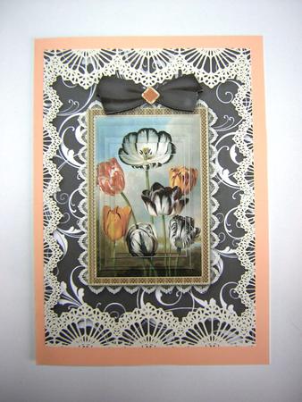 Black Tulips A5 Lace Card Front Step by Step by Sandra Carlse