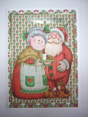 Mr and Mrs Claus Wavy Edge Card Front by Sandra Carlse
