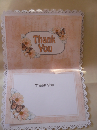 5x7 Thank You Flowers & Butterflies 3D Decoupage by Sandy Kingdon