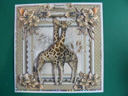 The Christmas Giraffes Card Front Kit by Sandy Kingdon
