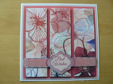 Floral Tri Panel Card Topper - Orange by Sandy Kingdon