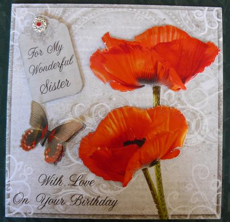 Poppy Duo on Grey Sister Birthday 8x8 Inch Step by Step by Sandy Kingdon