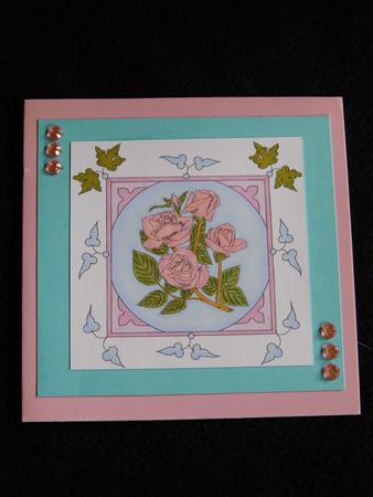 Digital Stamp - Roses in Square Frame with Leaves 2 by Sarah Cope