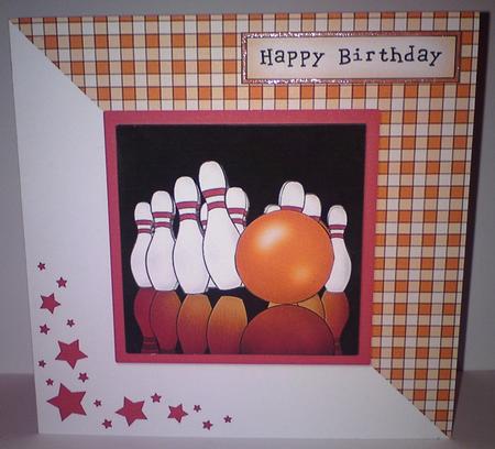 10 Pin Bowling Quick Card with Decoupage by Sarah Coulson