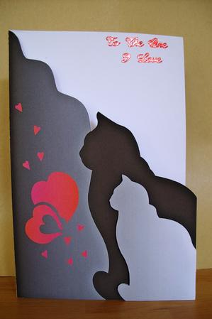 Two Cats in Love Corner Fold Card by Sarah Coulson