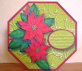 Poinsettia Hexagon Shaped Card by Sarah Coulson