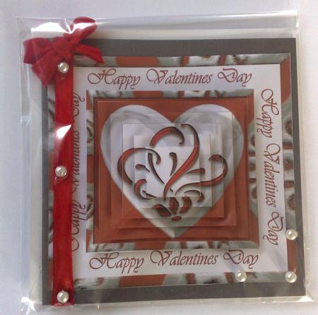 Happy Valentines Day Silver Heart Card Front by Sarah Evans