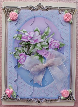 Lilac Roses in a Silver Frame Tunnel Card Sheet by Ann Cunningham
