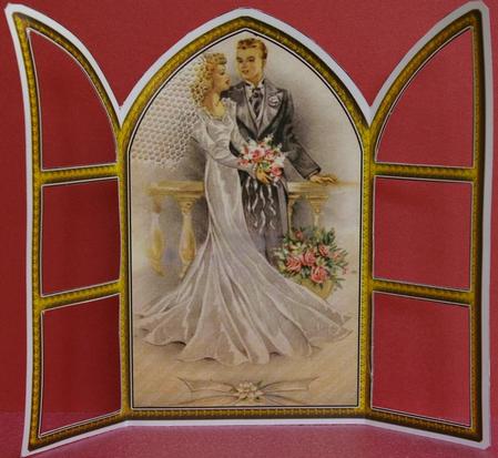 Wedding Couple Church Window Large Gatefold Card by Ann Cunningham