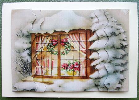 Christmas Snow Window Wavy Side Stacker by Ann Cunningham