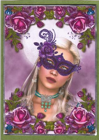 Masqued Blonde Beauty & Gorgeous Roses by Sarah McEwan
