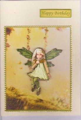 Cute Fairy in Green Decoupage by Sarah McEwan