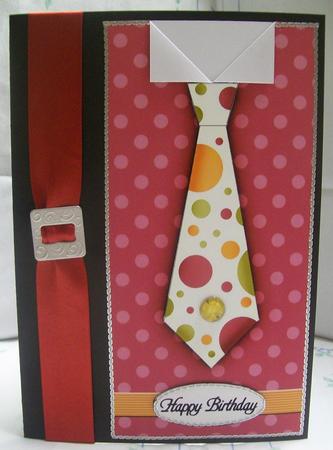 Mans Spotty Shirt & Tie Quick Card with Decoupage by Sarah Lake