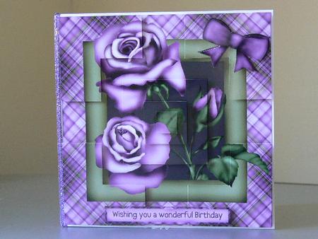 5 Inch Purple Rose Corner Stack with Pyramid by Sarah Skinner