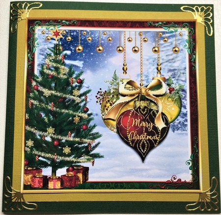 Christmas Baubles Decoupage 8x8ins Topper 2 by Selina Dittmann