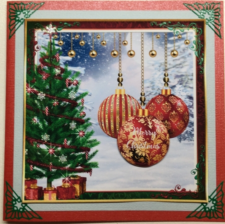 Christmas Baubles Decoupage 8x8ins Topper 5 by Selina Dittmann