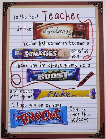 Teacher A4 digital download for chocolates by Selina Dittmann