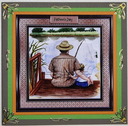 Father and son fishing 7x7 by Selina Dittmann