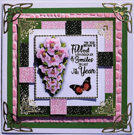 Floral Pink & Green 7 x 7 Birthday Card by Selina Dittmann