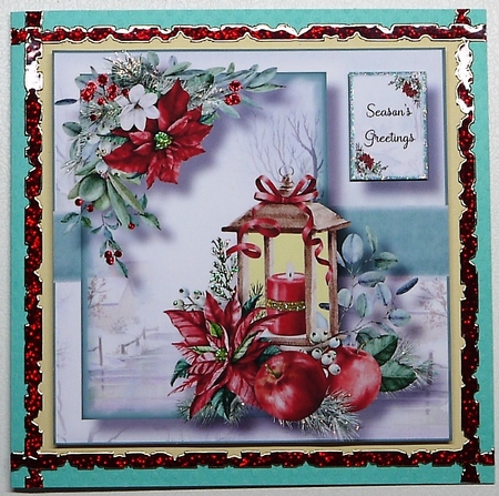 Gorgeous Red Poinsettia And Lamp 8x8 by Selina Dittmann