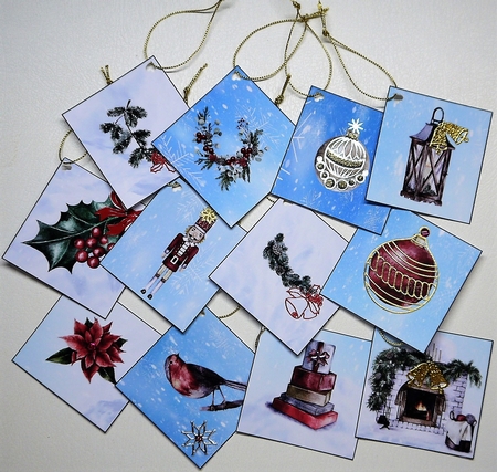 Christmas Tags/Labels Xmas Items Colour by Selina Dittmann