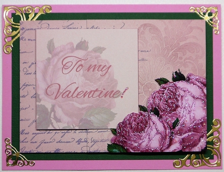 Romantic Victorian Pink Roses Valentine Card Making Kit by Selina Dittmann