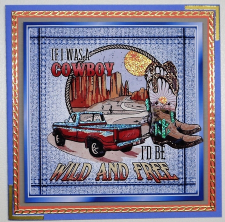  Denim Blue Card Front 8x8 With Western Style by Selina Dittmann