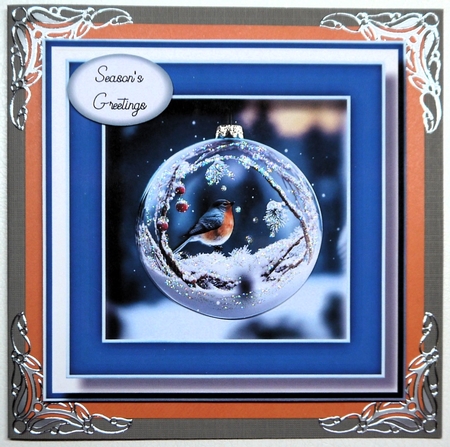 Bird In Snowy Christmas Bauble 1 8x8 - No Flowers by Selina Dittmann