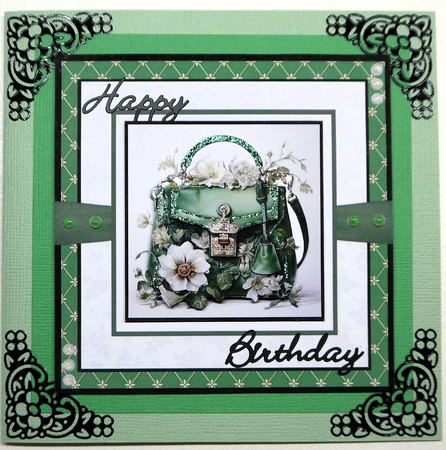 Green and White Peony Handbag by Selina Dittmann