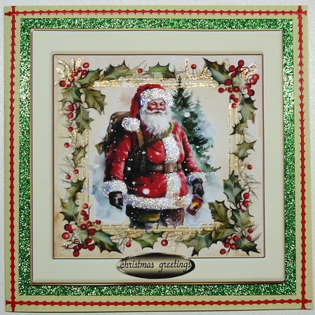 4 Cream & Gold Vintage Frames With Holly & Berries Santas Mini Kit by Selina Dittmann
