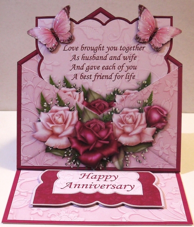 Pink Roses Envelope Easel Kit Birthday or Anniversary by Selina Dittmann