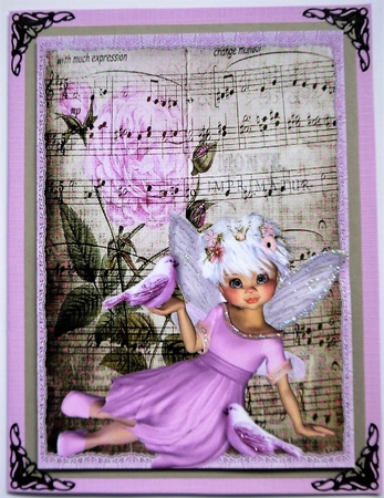 Pretty Faerie in Pink with Little Pink Birds A4 by Selina Dittmann