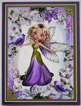 Faerie in Purple, with Flower Frame of Butterflies, A4 by Selina Dittmann