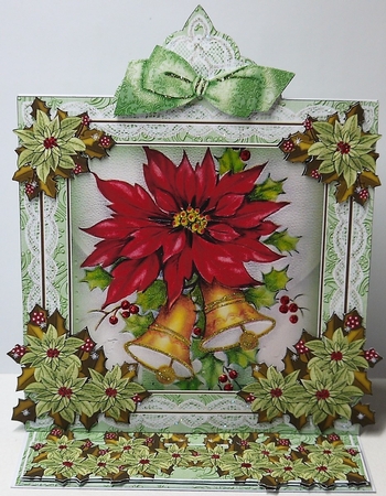 Red Poinsettia Lace Top Easel Card & Envelope Kit by Selina Dittmann