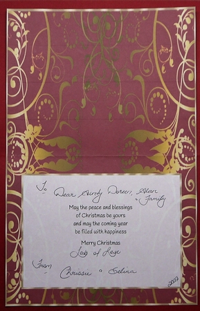 Christmas Red & Gold Swirls Insert, with Borders by Selina Dittmann