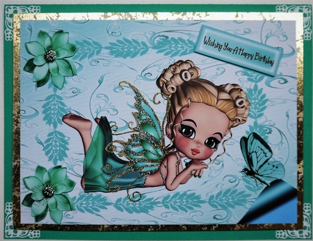 Pretty Little Faerie Laying Down with Butterfly by Selina Dittmann