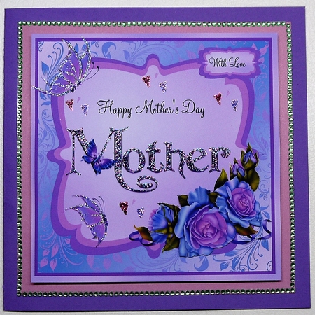 Mother's Day Card with Purple Roses and Butterflies by Selina Dittmann