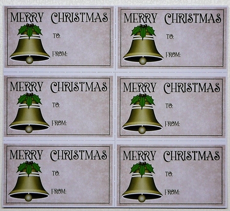 Merry Christmas Gift Tags - Green Bell Design  by Selina Dittmann