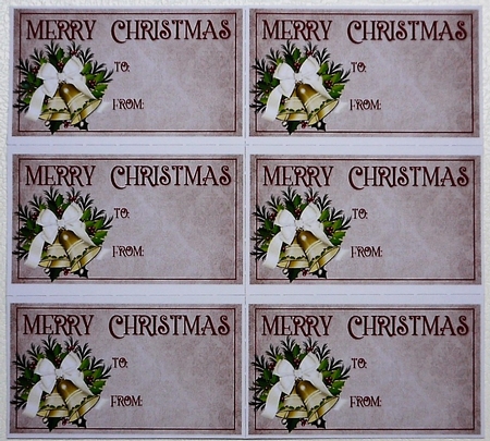 Merry Christmas Gift Tags - Golden Holiday Bells Design 1 by Selina Dittmann