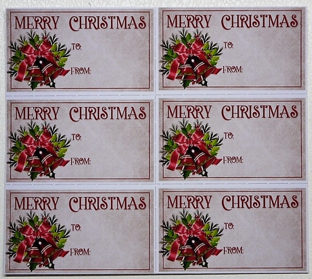Merry Christmas Gift Tags - Red Holiday Bells Design 1 by Selina Dittmann