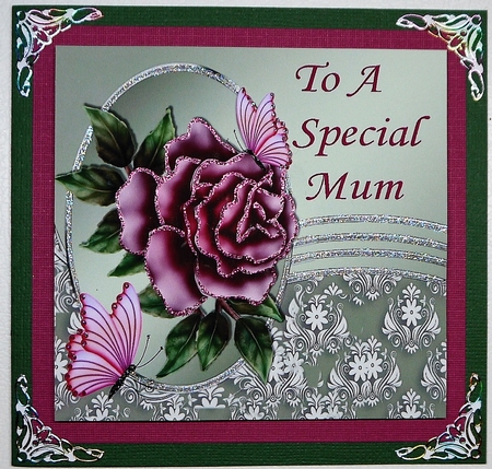 pretty pink rose with butterflies for a special mum by Selina Dittmann